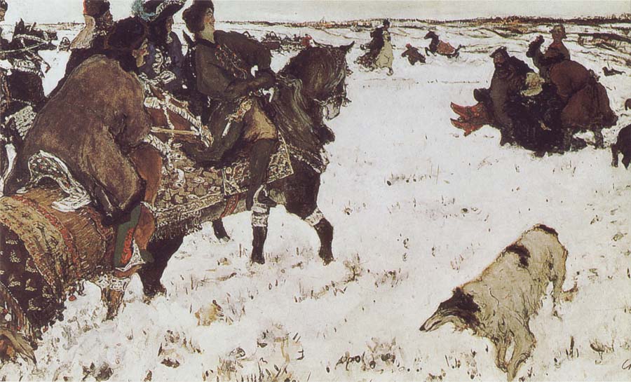 Valentin Serov Peter the Great Riding to Hounds